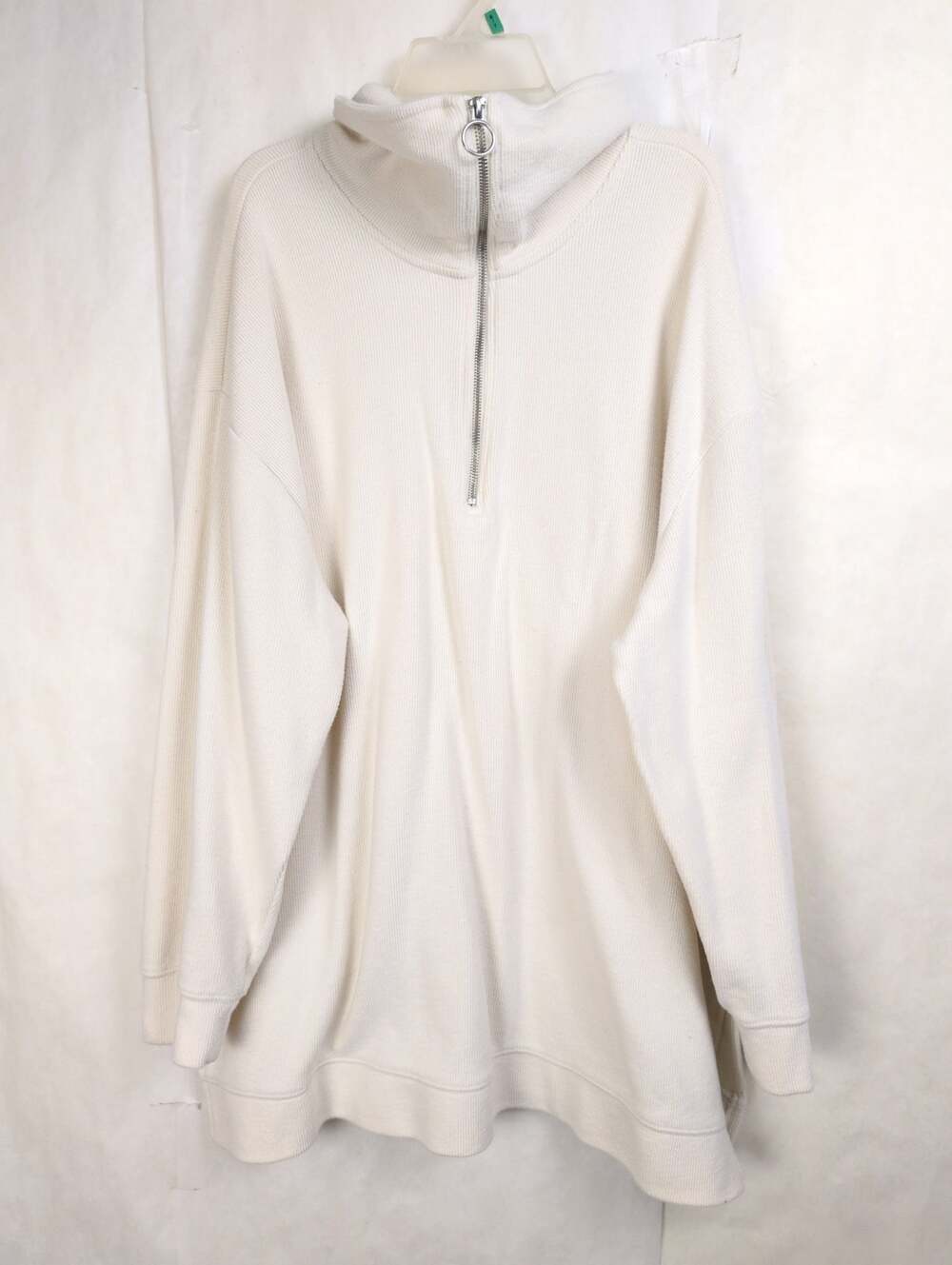 Ava and Viv cream ribbed cowl neck quarter zip tunic top Size 2X Minimal Cabin
